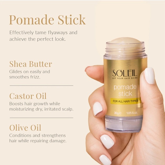 SOLEIL Pomade Hair Stick Smooths Moisturizes Tames Frizz Full Size Product - Picture 2 of 5